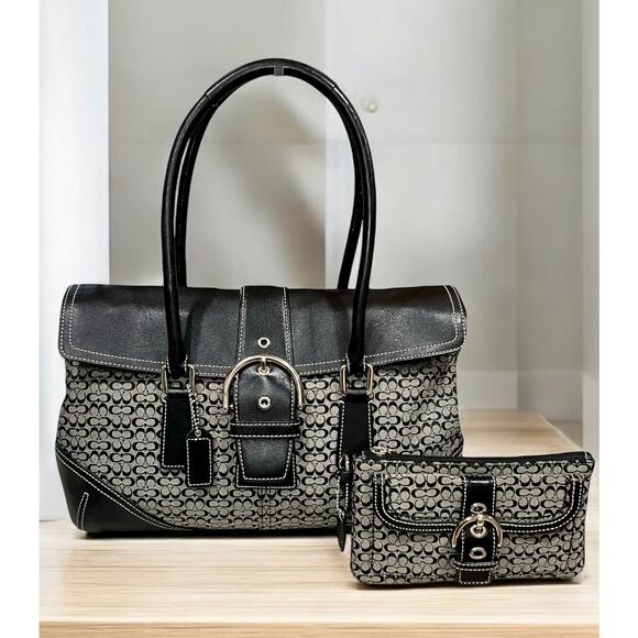 Vintage Coach 6388 Soho Mini Signature Flap Satchel & F40585 Large Wristlet - Picture 1 of 14